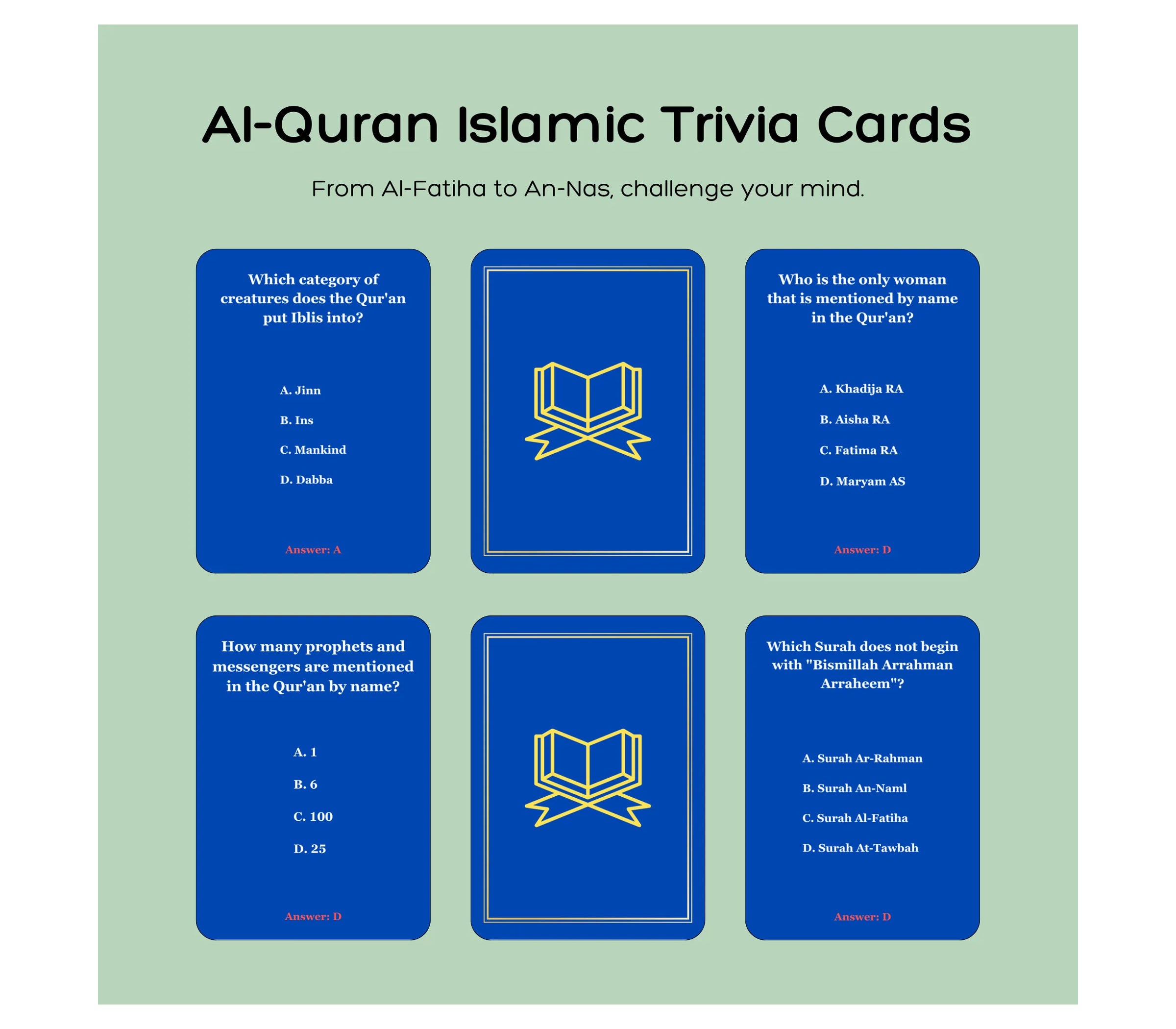 Islamic Trivia - Al-Qu'ran Trivia Cards
