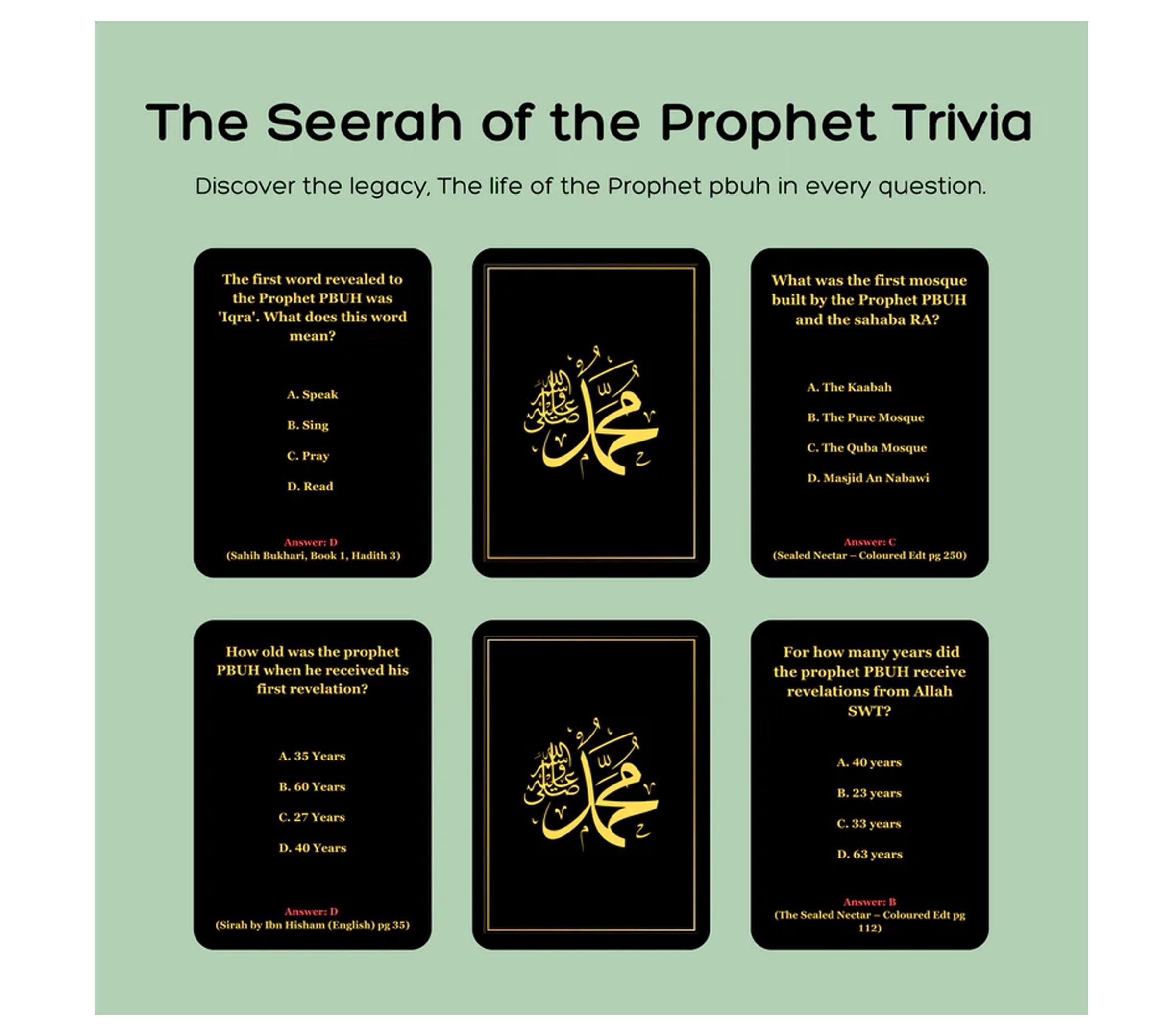 Islamic Trivia - The Seerah Of The Prophet Trivia Cards
