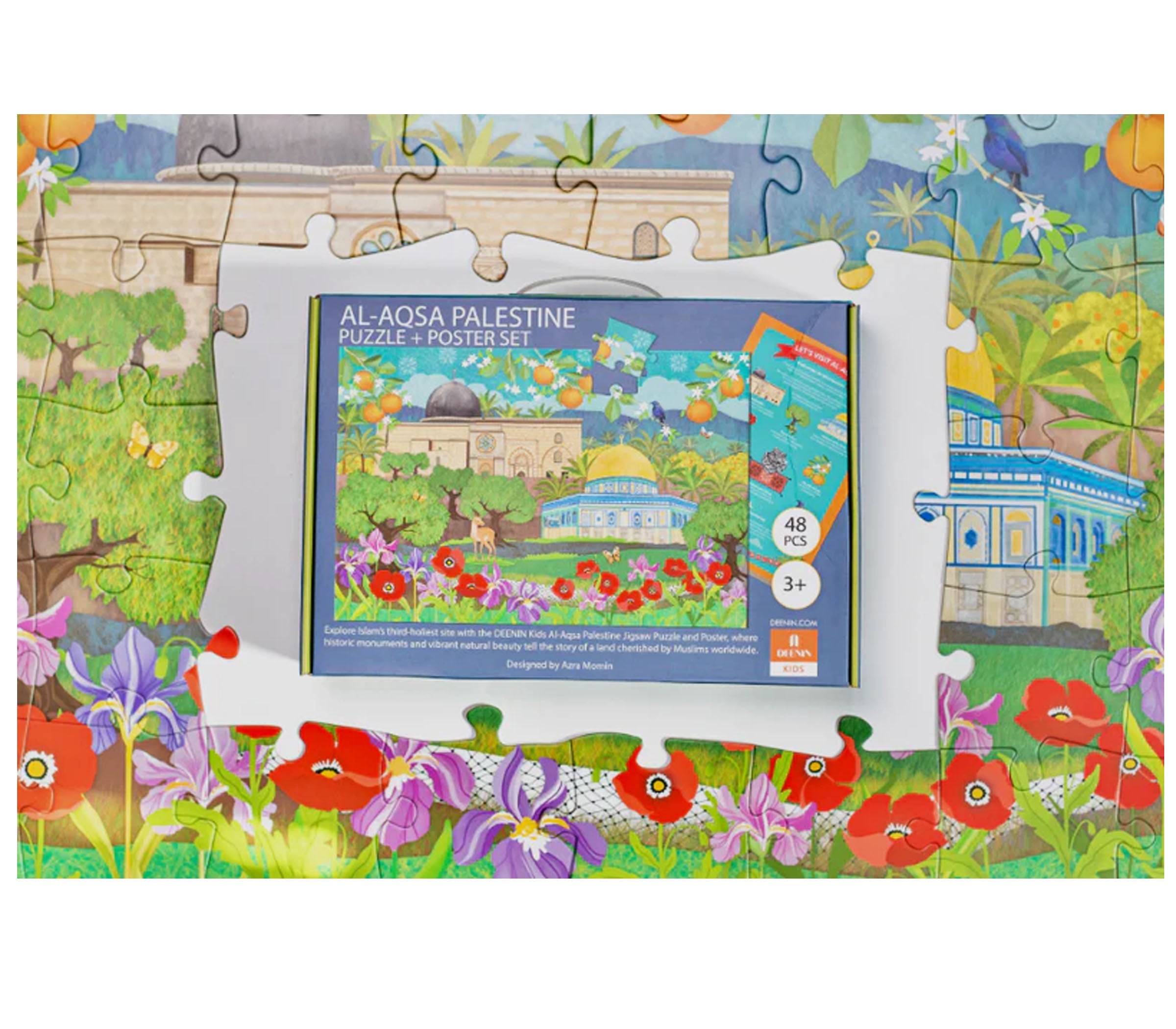 DEENIN Kids' Al-Aqsa Palestine Puzzle + Poster Set - 48-Piece Educational, Vibrant & Large Floor (2 ft x 3 ft) Puzzle for Children